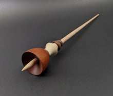 Load image into Gallery viewer, Tiny dancer spindle in padauk, holly, and curly maple (<font color="red"<b>RESERVED</b></font> for heanna14)