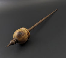 Load image into Gallery viewer, Cauldron spindle in redbud burl and walnut with turquoise inlay