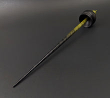 Load image into Gallery viewer, Cauldron spindle in African blackwood and hand dyed curly maple