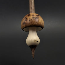 Load image into Gallery viewer, Mushroom support spindle in thuya burl, holly, and walnut