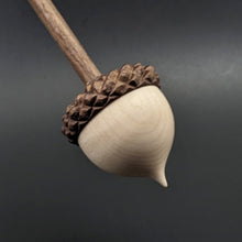 Load image into Gallery viewer, Acorn support spindle in curly maple and walnut