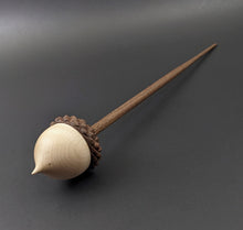 Load image into Gallery viewer, Acorn support spindle in curly maple and walnut