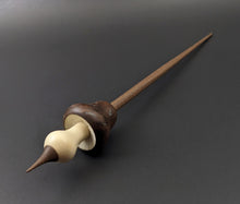 Load image into Gallery viewer, Mushroom support spindle in walnut burl, holly, and walnut with turquoise inlay