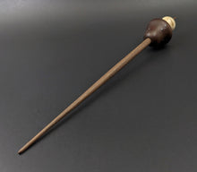 Load image into Gallery viewer, Mushroom support spindle in walnut burl, holly, and walnut with turquoise inlay