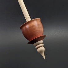 Load image into Gallery viewer, Teacup spindle in pink ivory and curly maple
