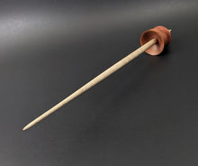 Load image into Gallery viewer, Teacup spindle in pink ivory and curly maple