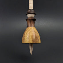 Load image into Gallery viewer, Tiny dancer spindle in canarywood, Bolivian rosewood, and curly maple