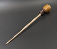 Load image into Gallery viewer, Tiny dancer spindle in canarywood, Bolivian rosewood, and curly maple