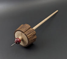 Load image into Gallery viewer, Toadstool stump drop spindle in walnut and curly maple