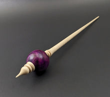Load image into Gallery viewer, Bead spindle in hand dyed maple burl and curly maple