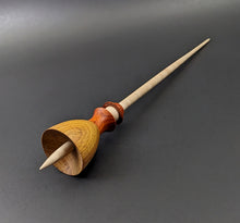Load image into Gallery viewer, Tiny dancer spindle in canarywood, padauk, and curly maple