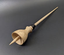 Load image into Gallery viewer, Tiny dancer spindle in maple burl, African blackwood, and curly maple