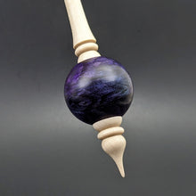 Load image into Gallery viewer, Bead spindle in hand dyed maple burl and curly maple