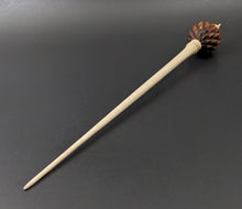 Load image into Gallery viewer, Dragon egg bead spindle in cocobolo and curly maple (<font color="red"<b>RESERVED</b></font> for Kris)