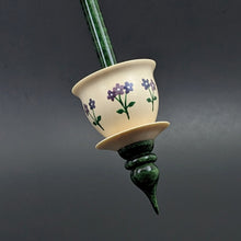 Load image into Gallery viewer, Teacup spindle in holly and hand dyed curly maple