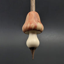 Load image into Gallery viewer, Mushroom support spindle in flame box elder, holly, and walnut