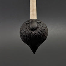 Load image into Gallery viewer, Sheep support spindle in African blackwood and curly maple