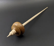 Load image into Gallery viewer, Tibetan style spindle in brown ebony burl and curly maple
