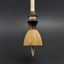 Load image into Gallery viewer, Tiny dancer spindle in canarywood, Bolivian rosewood, and curly maple
