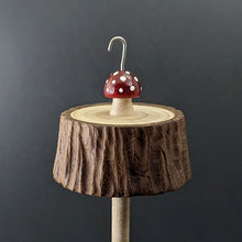 Load image into Gallery viewer, Toadstool stump drop spindle in walnut and curly maple