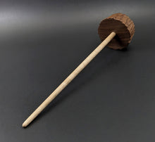 Load image into Gallery viewer, Toadstool stump drop spindle in walnut and curly maple