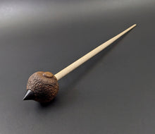 Load image into Gallery viewer, Sheep support spindle in walnut and curly maple
