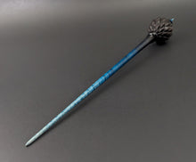 Load image into Gallery viewer, Dragon egg bead spindle in African blackwood and hand dyed curly maple