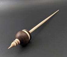 Load image into Gallery viewer, Cauldron spindle in walnut burl, holly, and curly maple
