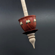 Load image into Gallery viewer, Teacup spindle in redheart and curly maple