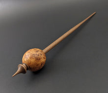 Load image into Gallery viewer, Egg bead spindle in amboyna burl and walnut