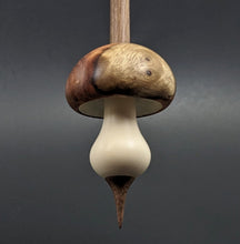 Load image into Gallery viewer, Mushroom support spindle in amboyna burl, holly, and walnut