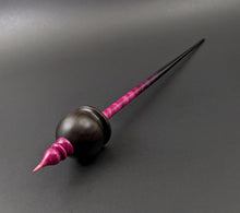 Load image into Gallery viewer, Cauldron spindle in African blackwood and hand dyed curly maple