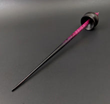Load image into Gallery viewer, Cauldron spindle in African blackwood and hand dyed curly maple