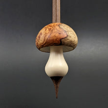 Load image into Gallery viewer, Mushroom support spindle in amboyna burl, holly, and walnut