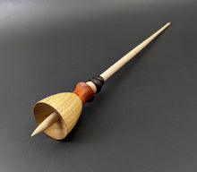 Load image into Gallery viewer, Tiny dancer spindle in canarywood, padauk, and curly maple