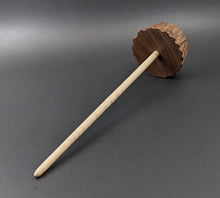 Load image into Gallery viewer, Toadstool stump drop spindle in walnut and curly maple