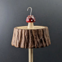 Load image into Gallery viewer, Toadstool stump drop spindle in walnut and curly maple