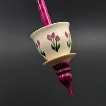 Load image into Gallery viewer, Teacup spindle in holly and hand dyed curly maple