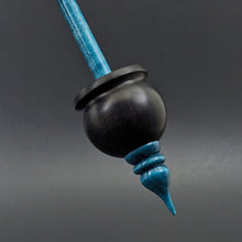 Load image into Gallery viewer, Cauldron spindle in African blackwood and hand dyed curly maple