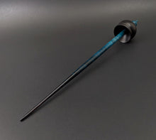 Load image into Gallery viewer, Cauldron spindle in African blackwood and hand dyed curly maple