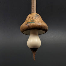 Load image into Gallery viewer, Mushroom support spindle in eucalpytus burl, holly, and walnut