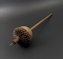 Load image into Gallery viewer, Acorn drop spindle in maple burl and walnut