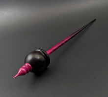 Load image into Gallery viewer, Cauldron spindle in African blackwood and hand dyed curly maple