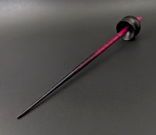 Load image into Gallery viewer, Cauldron spindle in African blackwood and hand dyed curly maple