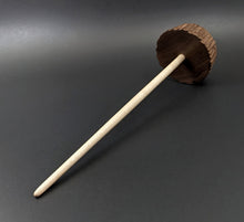 Load image into Gallery viewer, Toadstool stump drop spindle in walnut and curly maple