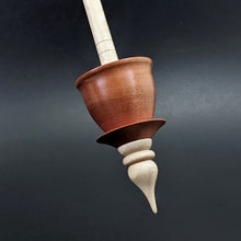 Load image into Gallery viewer, Teacup spindle in pink ivory and curly maple