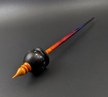 Load image into Gallery viewer, Cauldron spindle in African blackwood and hand dyed curly maple
