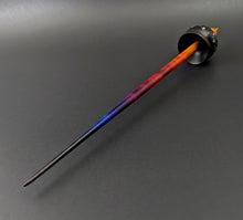 Load image into Gallery viewer, Cauldron spindle in African blackwood and hand dyed curly maple