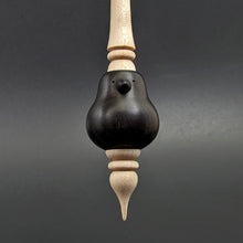 Load image into Gallery viewer, Bird bead spindle in African blackwood and curly maple