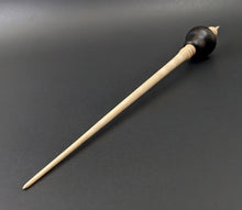 Load image into Gallery viewer, Bird bead spindle in African blackwood and curly maple